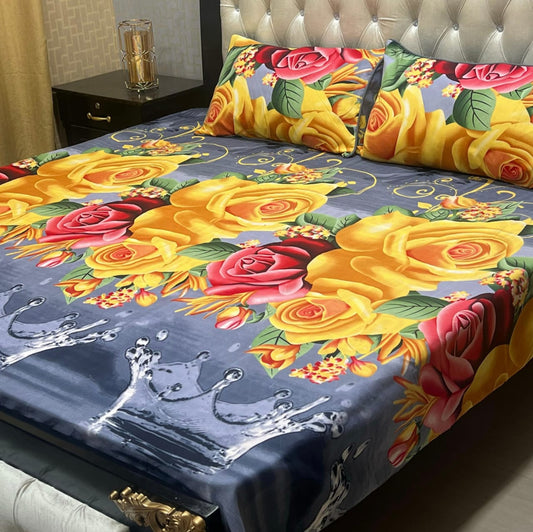 3D Crystal Cotton double Bed Sheet